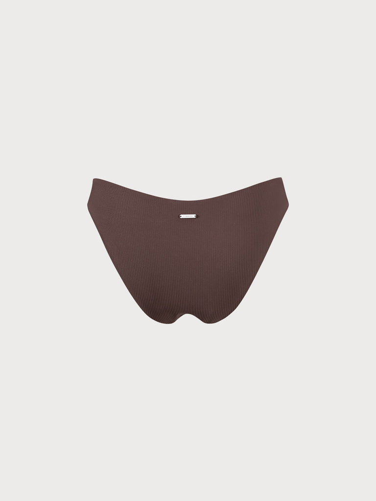 Coffee Ribbed Bikini Bottom Sustainable Bikinis - BERLOOK