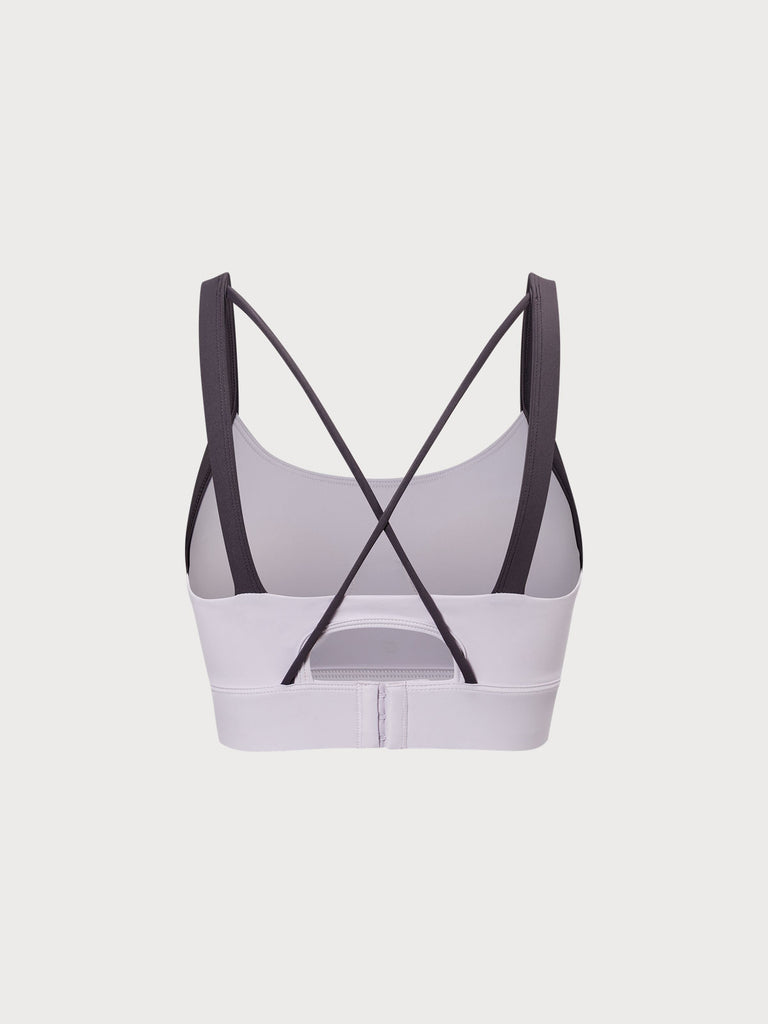 Contrast Strap Sports Bra Sustainable Yoga Tops - BERLOOK