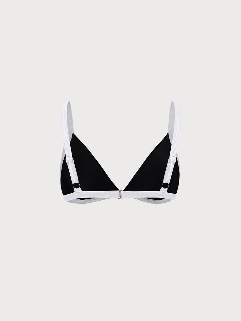 Contrast Trim Triangle Plus Size Bikini Top Sustainable Plus Size Bikinis - BERLOOK