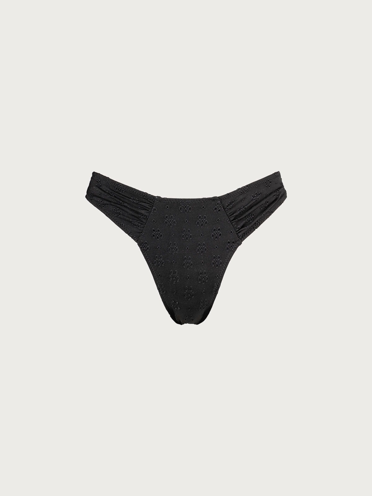 Ruched Lace Bikini Panty - Black