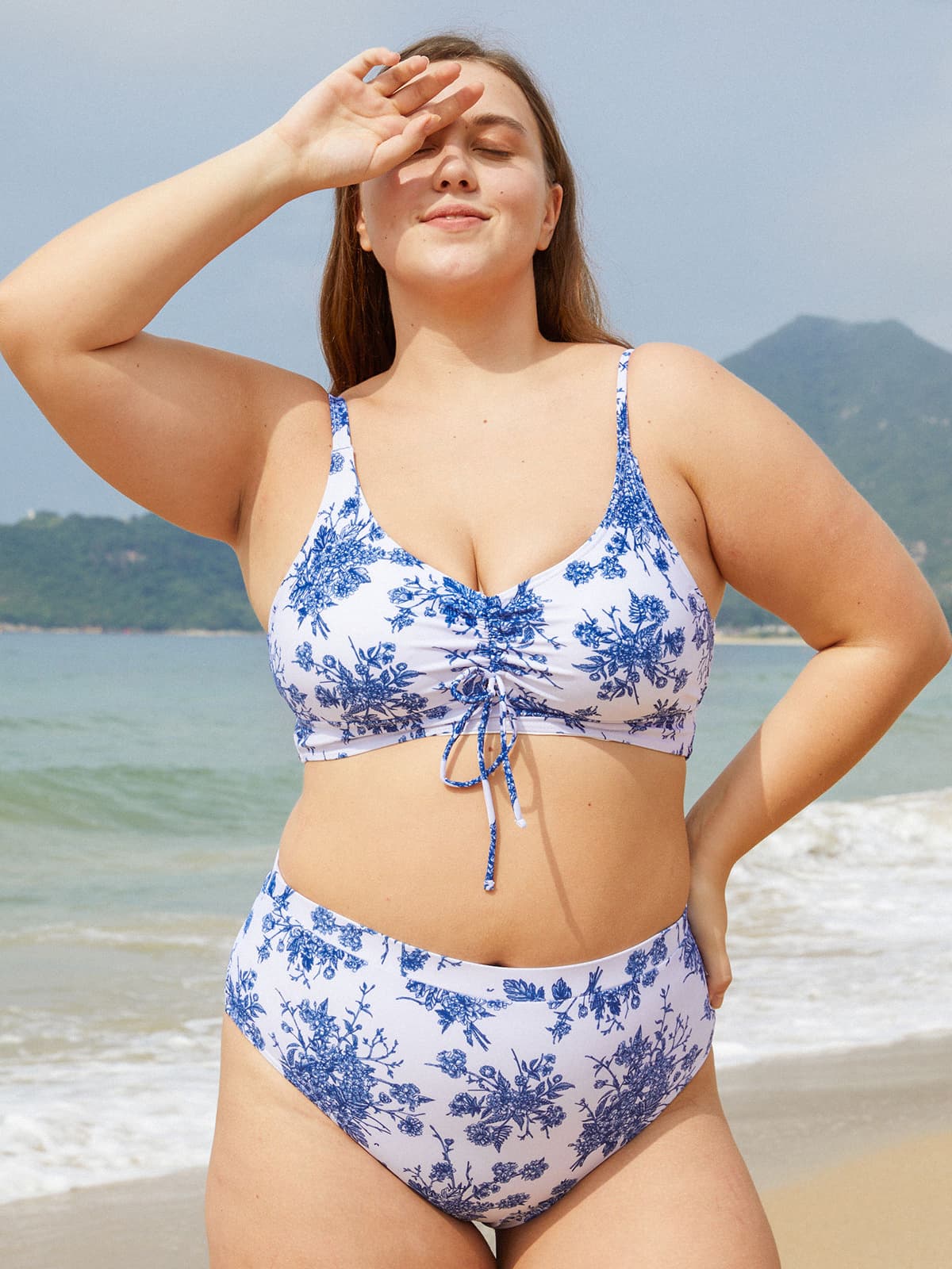 Floral Plus Size One-Piece Swimsuit & Reviews - Blue - Sustainable Plus  Size One-Pieces | BERLOOK