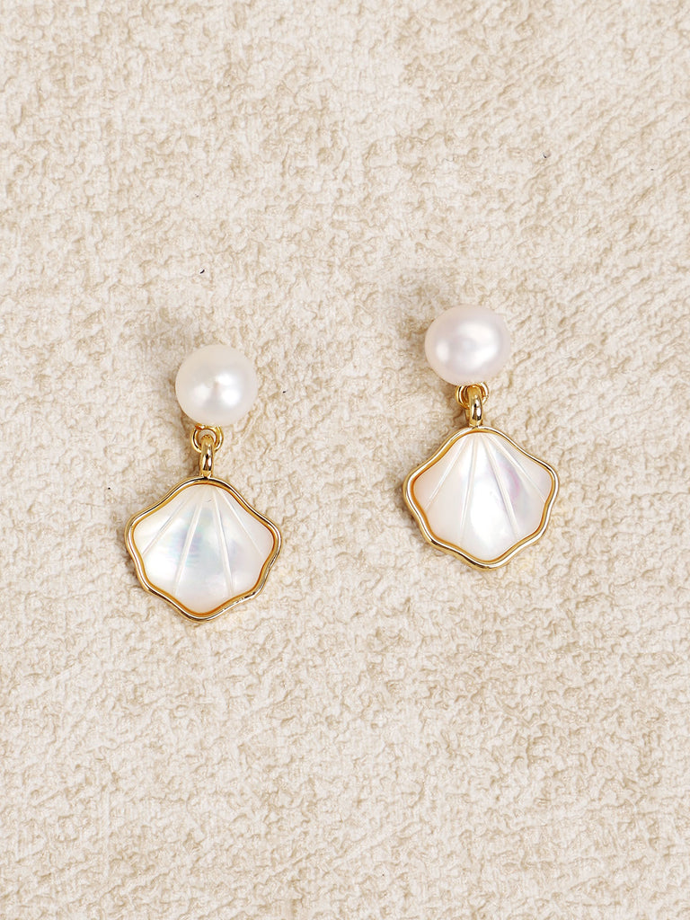 gold-plated shell earrings Off White Sustainable Earrings - BERLOOK