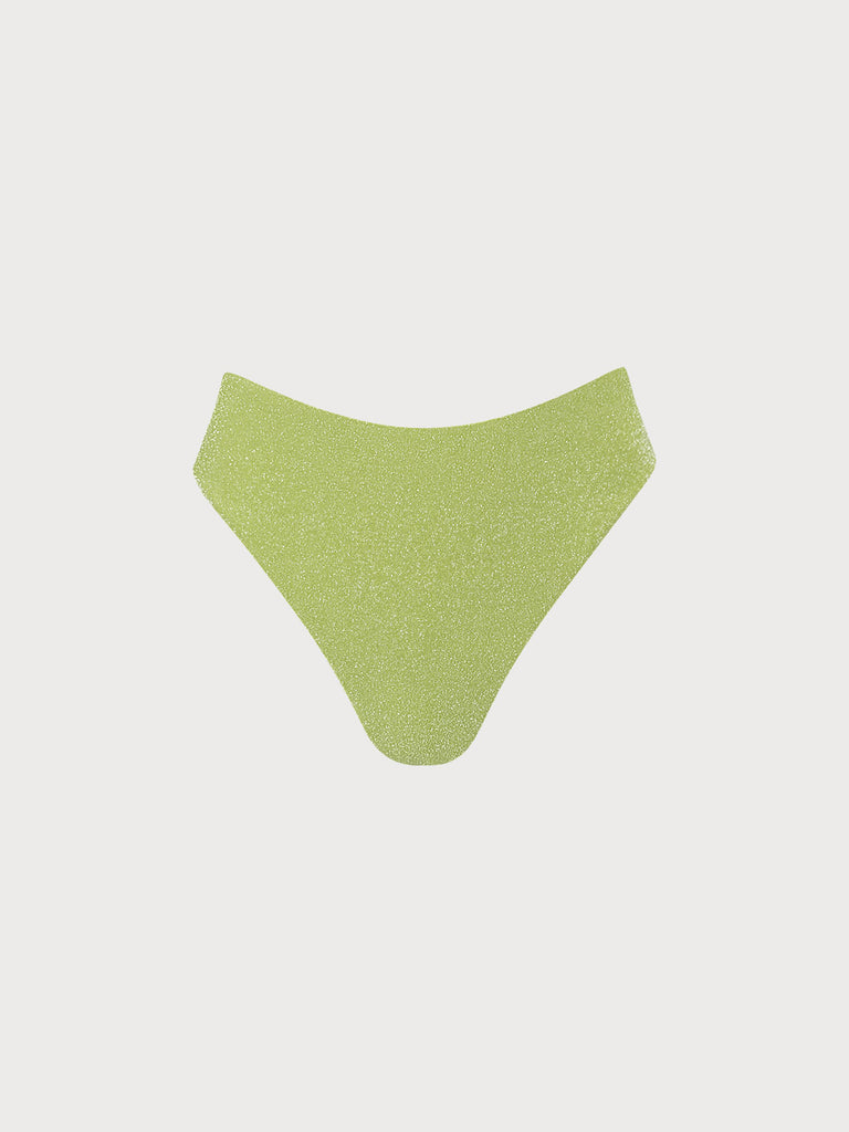 Lurex Bikini Bottom Light Green Sustainable Bikinis - BERLOOK