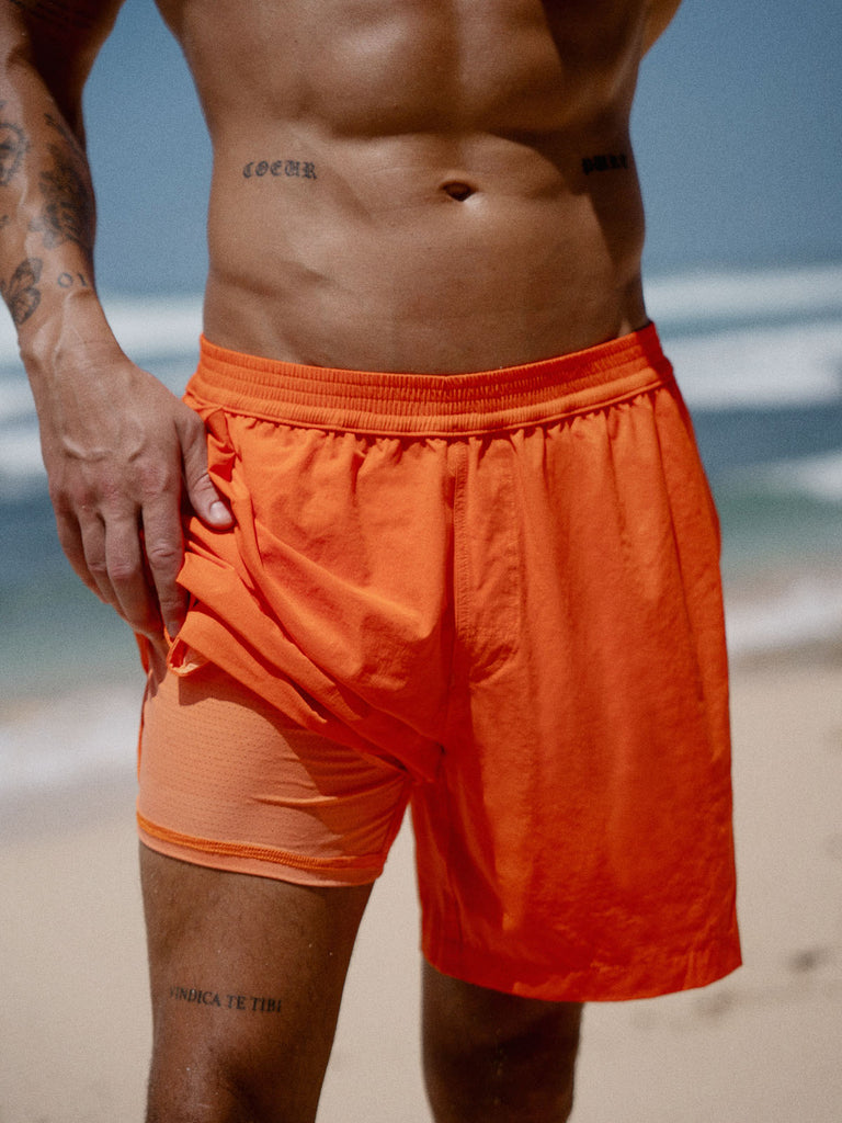 Men'S Woven Blend Swim Shorts Sustainable Men's Beach Shorts - BERLOOK