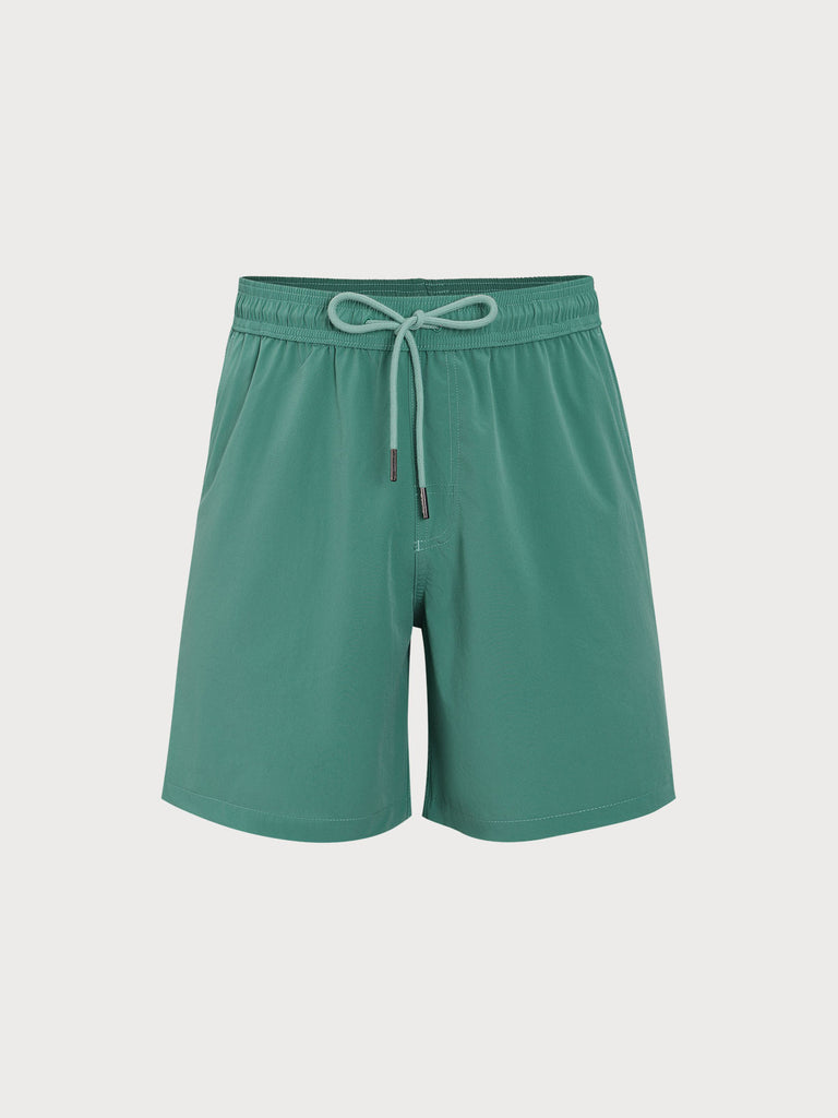 Men'S Woven Nylon-Blend Swim Shorts Green Sustainable Men's Shorts - BERLOOK