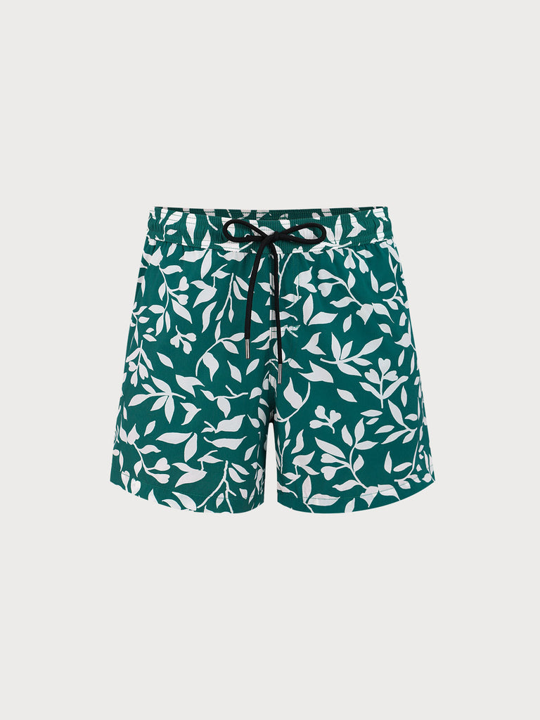 Men'S Woven Nylon-Blend Swim Shorts Green Sustainable Men's Shorts - BERLOOK