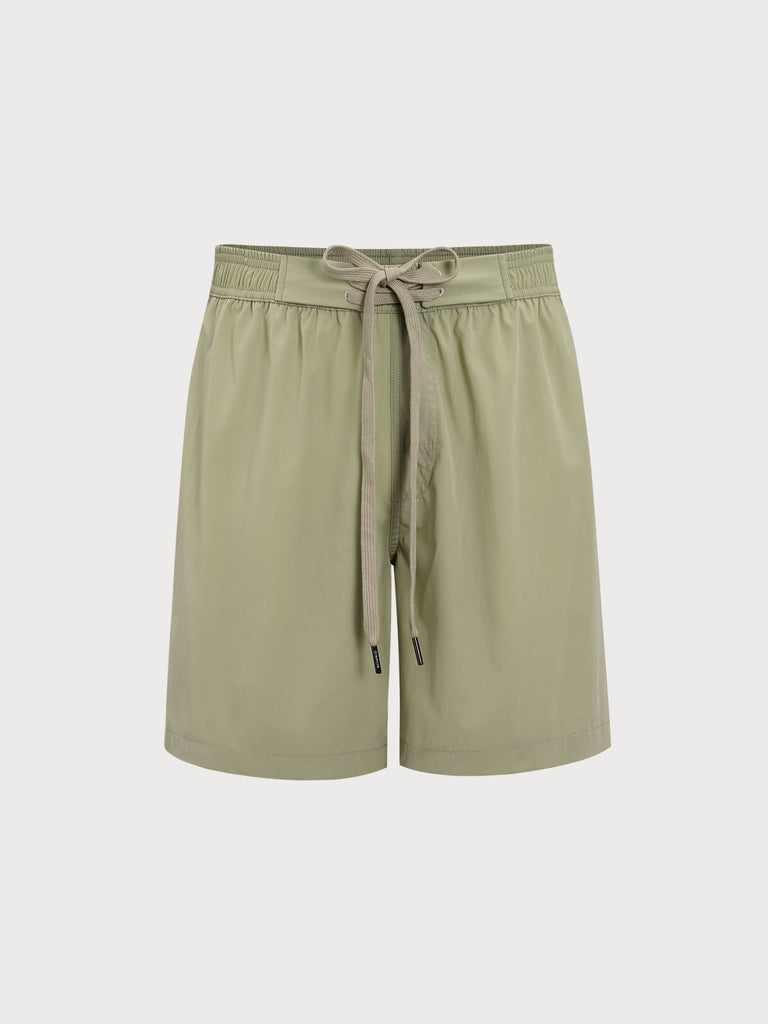 Men'S Woven Nylon-Blend Swim Shorts Green Sustainable Men's Shorts - BERLOOK