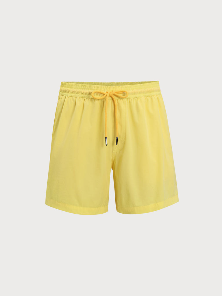 Men'S Woven Nylon-Blend Swim Shorts Yellow Sustainable Men's Shorts - BERLOOK