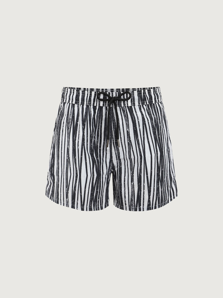 Men'S Woven Nylon Swim Shorts Black Sustainable Men's Beach Shorts - BERLOOK