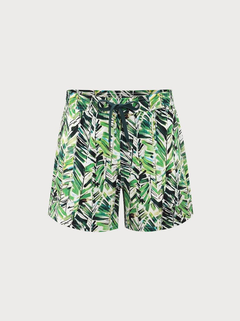 Men'S Woven Nylon Swim Shorts Green Sustainable Men's Beach Shorts - BERLOOK