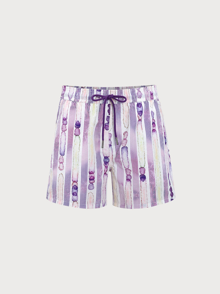 Men'S Woven Nylon Swim Shorts Purple Sustainable Men's Beach Shorts - BERLOOK