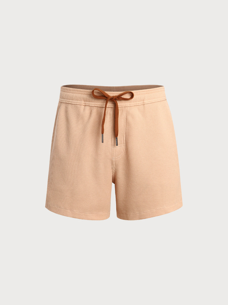 Men'S Woven Polyester-Cotton Swim Shorts Yellow Sustainable Men's Beach Shorts - BERLOOK