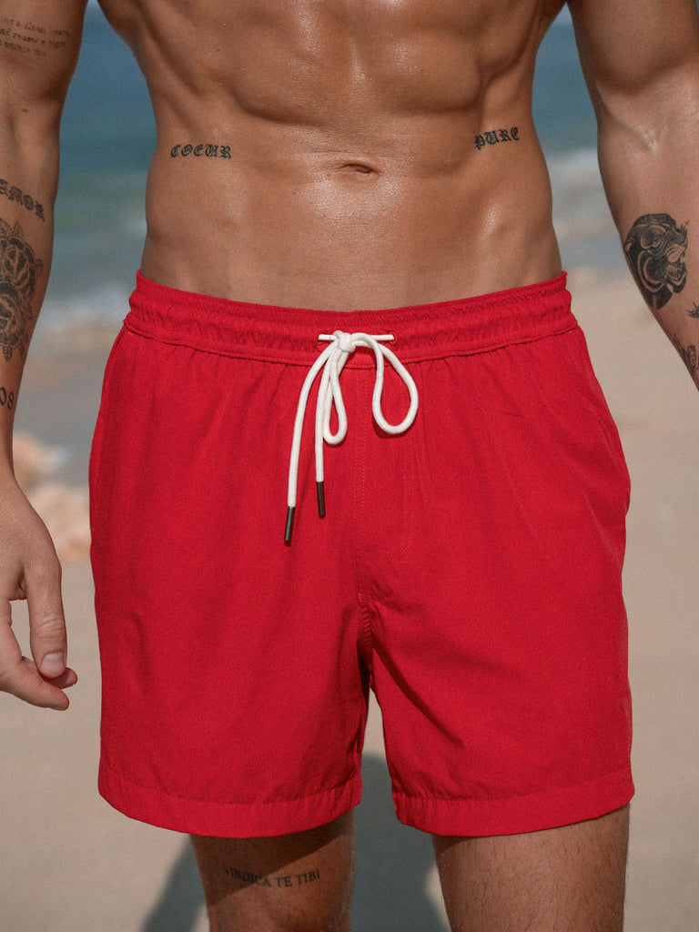 Men's Woven Blend Swim Shorts Sustainable Men's Beach Shorts - BERLOOK