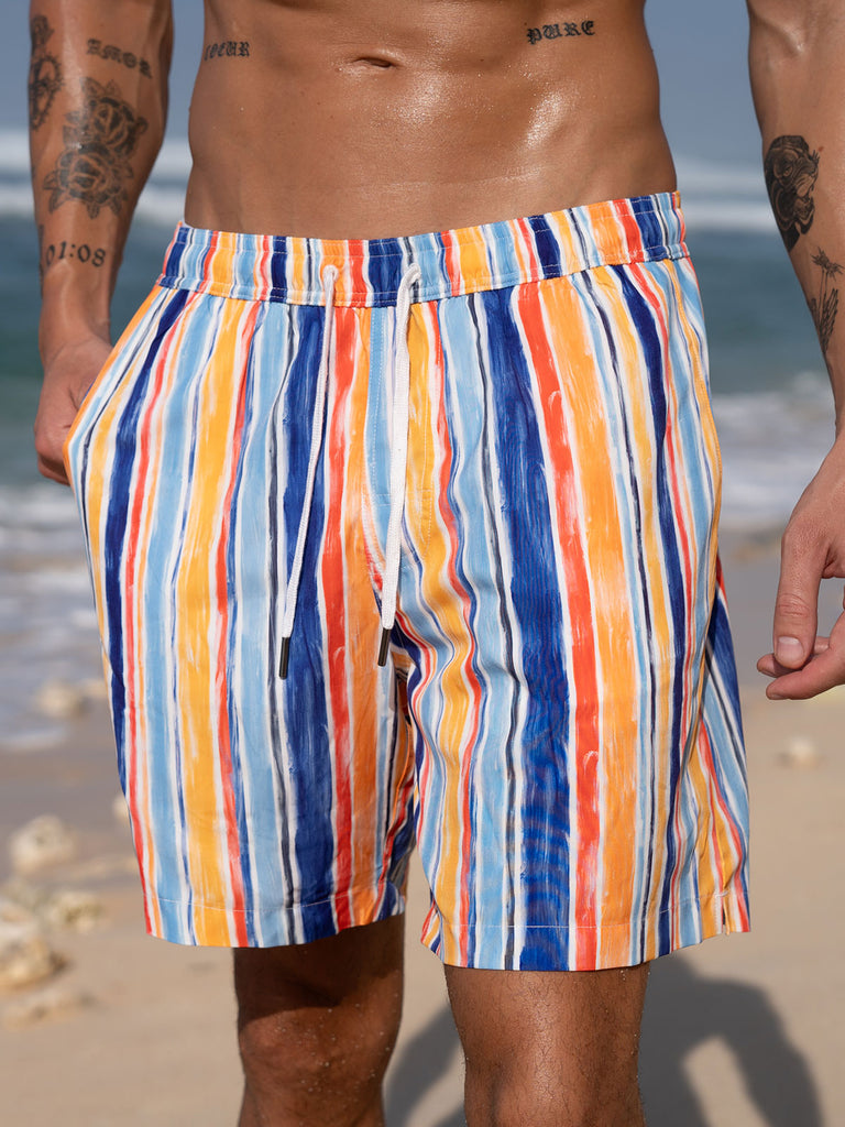 Men's Woven Blend Swim Shorts Sustainable Men's Beach Shorts - BERLOOK