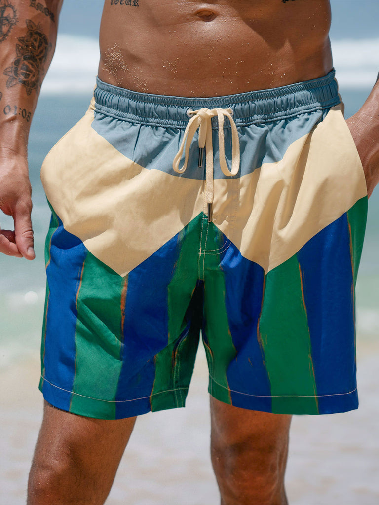 Men's woven blend swim shorts Sustainable Men's Beach Shorts - BERLOOK