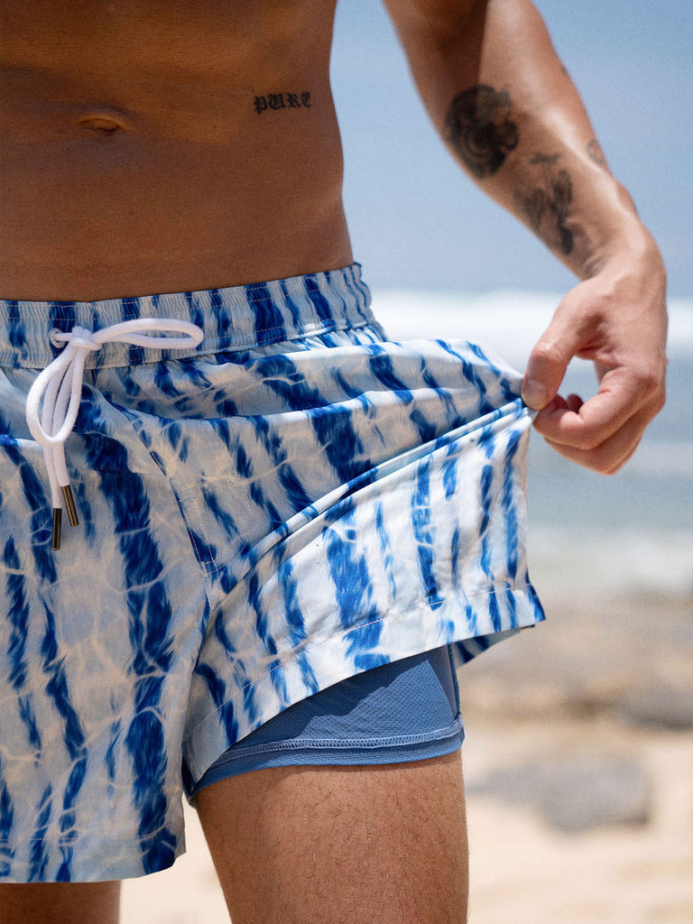 Men's woven blend swim shorts Sustainable Men's Beach Shorts - BERLOOK