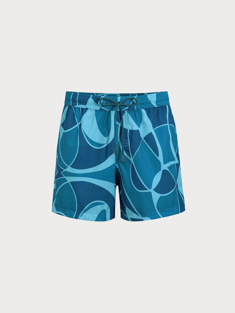 Men's Woven Polyester-Spandex Swim Shorts Blue Sustainable Men's Shorts - BERLOOK