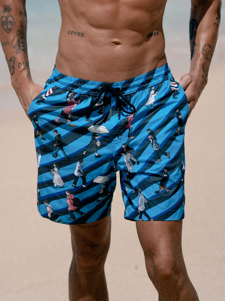 Men's Woven Polyester Swim Shorts Sustainable Men's Beach Shorts - BERLOOK