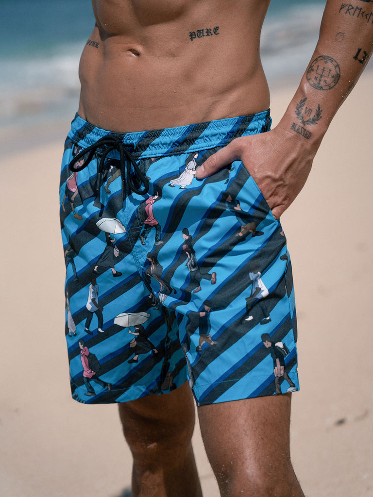 Men's Woven Polyester Swim Shorts Sustainable Men's Beach Shorts - BERLOOK