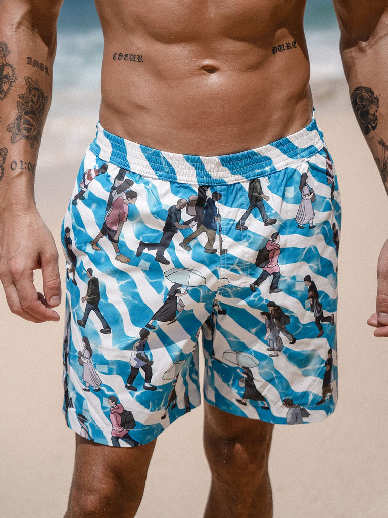 Men's Woven Polyester Swim Shorts Sustainable Men's Beach Shorts - BERLOOK