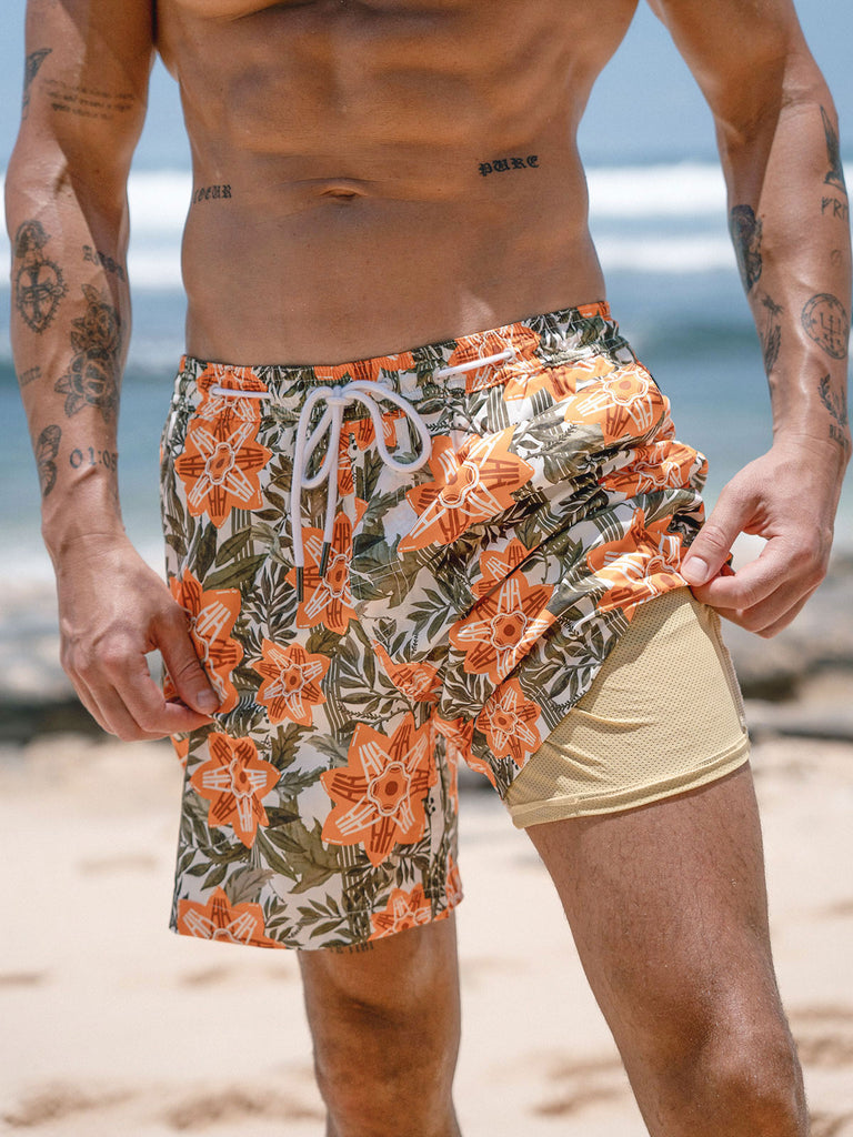 Men's Woven Polyester Swim Shorts Sustainable Men's Beach Shorts - BERLOOK