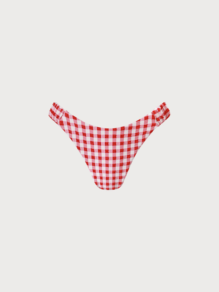 Plaid Ruched Bikini Bottom Sustainable Bikinis - BERLOOK