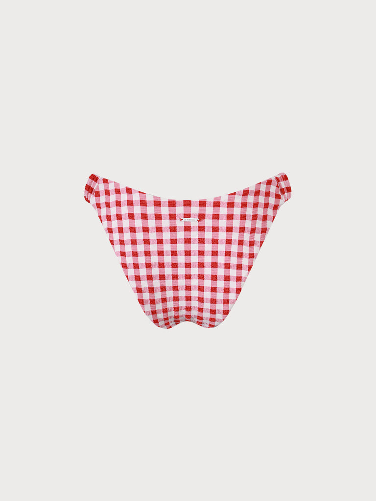 Plaid Ruched Bikini Bottom Sustainable Bikinis - BERLOOK