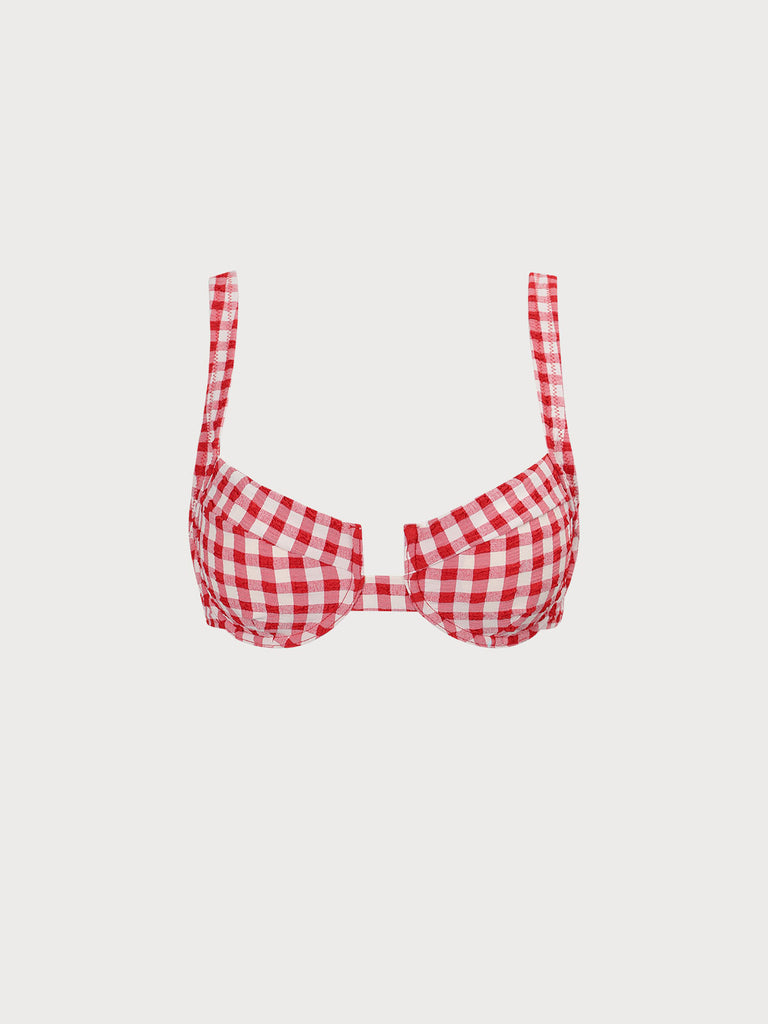 Plaid Underwire Bikini Top Sustainable Bikinis - BERLOOK