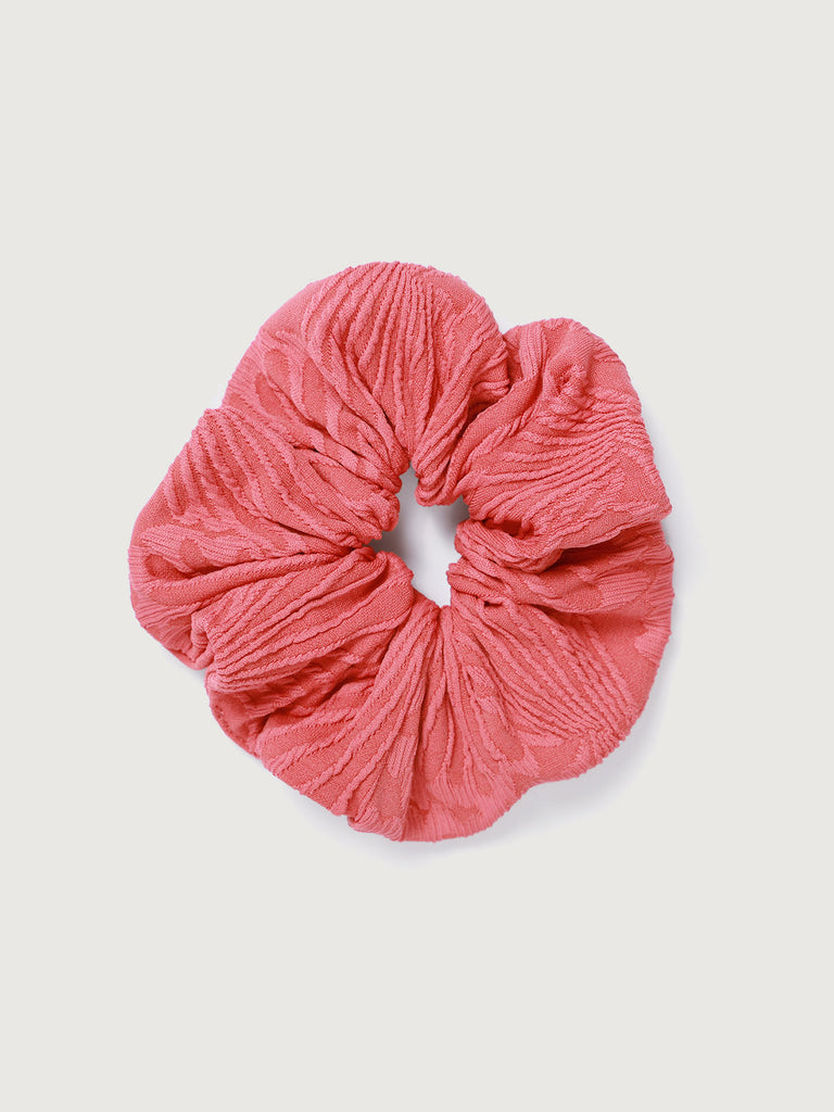 Red Jacquard Scrunchie Red Sustainable Hair Accessories - BERLOOK