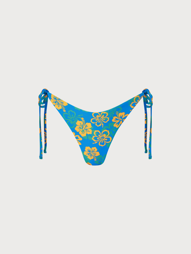 Reversible Contrast Tie Bikini Bottom Blue Sustainable Bikinis - BERLOOK