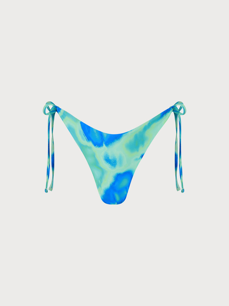 Reversible Psychedelic Print Bikini Bottom Blue Sustainable Bikinis - BERLOOK