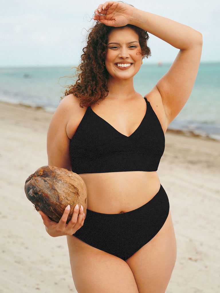 Ribbed Plus Size Bikini Bottom Sustainable Plus Size Bikinis - BERLOOK