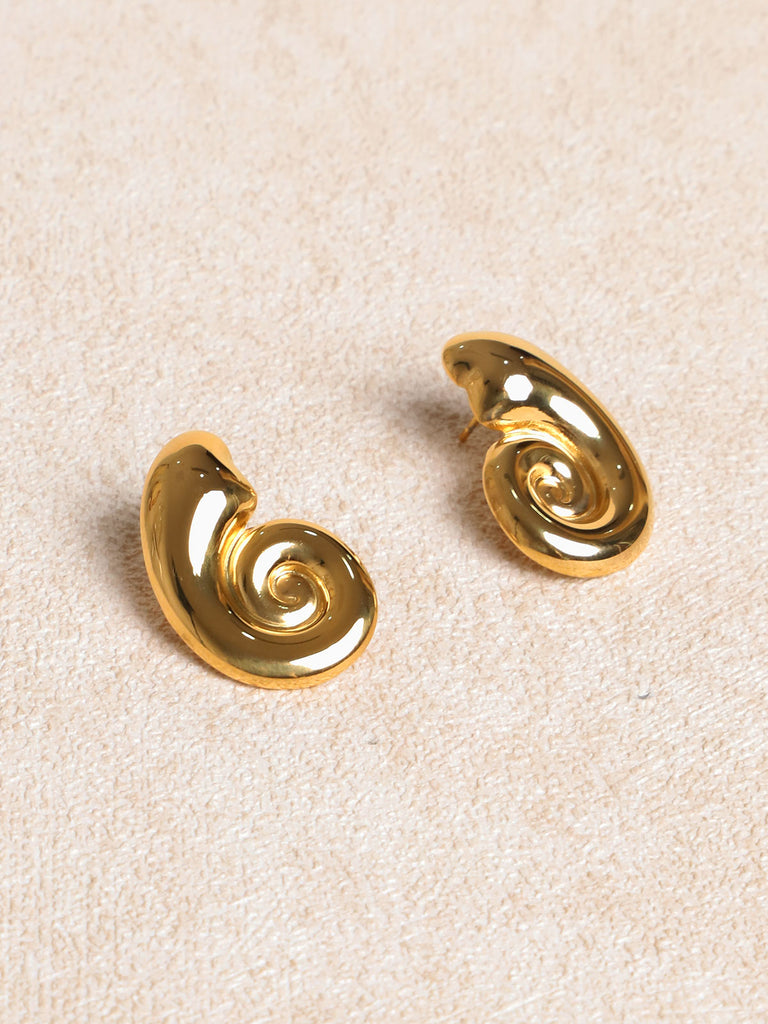 Stainless Steel Conch Spiral Hoop Earrings Gold Sustainable Earrings - BERLOOK