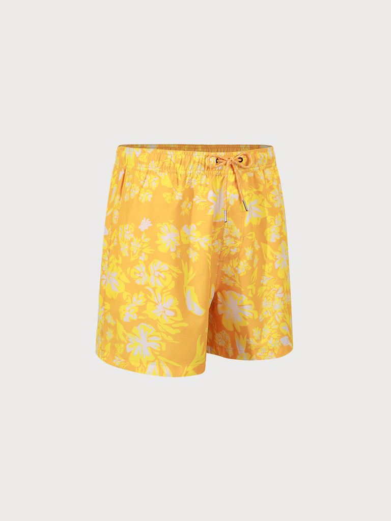 THE Orange Flower Print Beach Swimming Trunks Sustainable Men's Shorts - BERLOOK