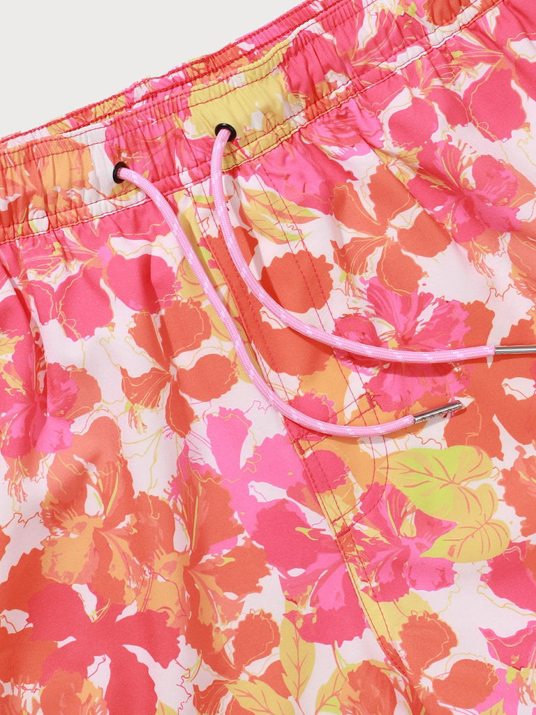 The Hibiscus Flowers Print Beach Swimming Trunks Sustainable Men's Shorts - BERLOOK
