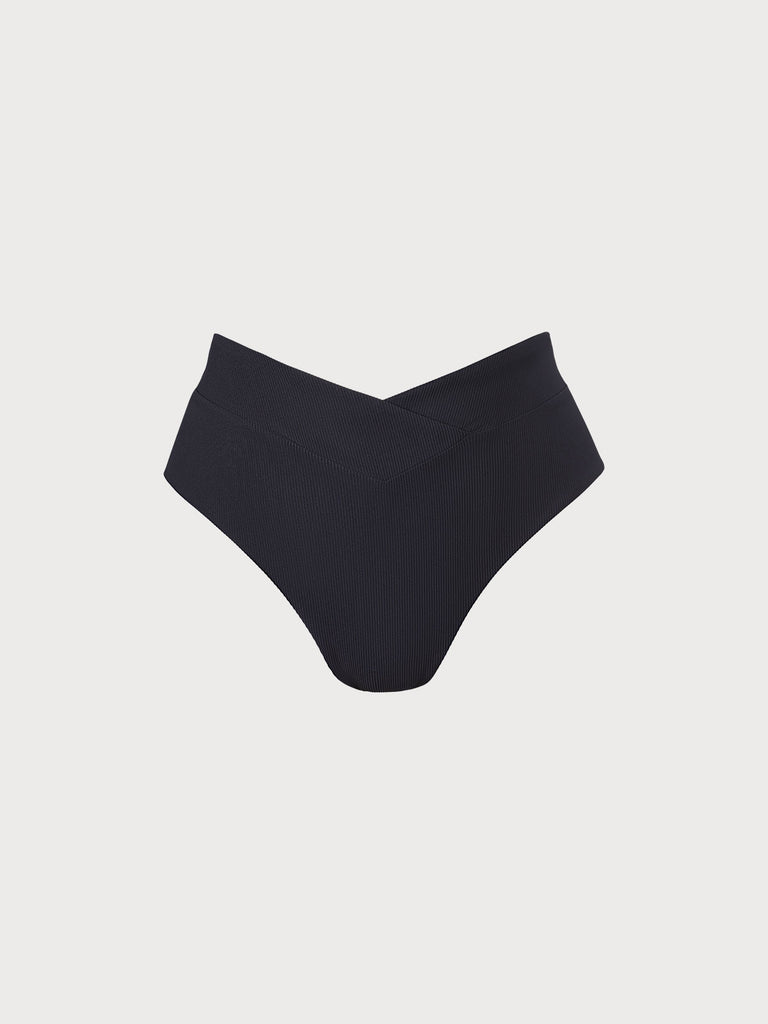 V-Cut  Plus Size Bikini Bottom Black Sustainable Plus Size Bikinis - BERLOOK