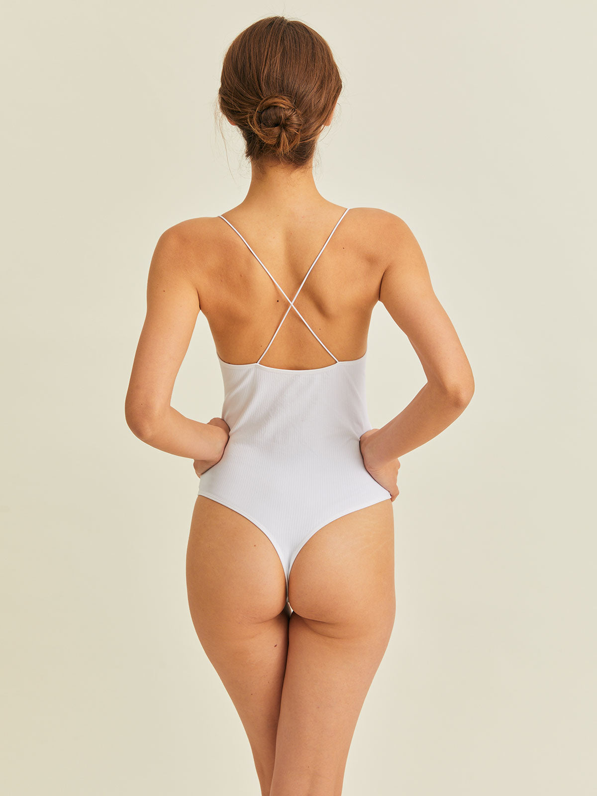 White Criss-Cross Backless Sleeveless Bodysuit & Reviews - Light  Blue,Black,White - Sustainable Bodysuits