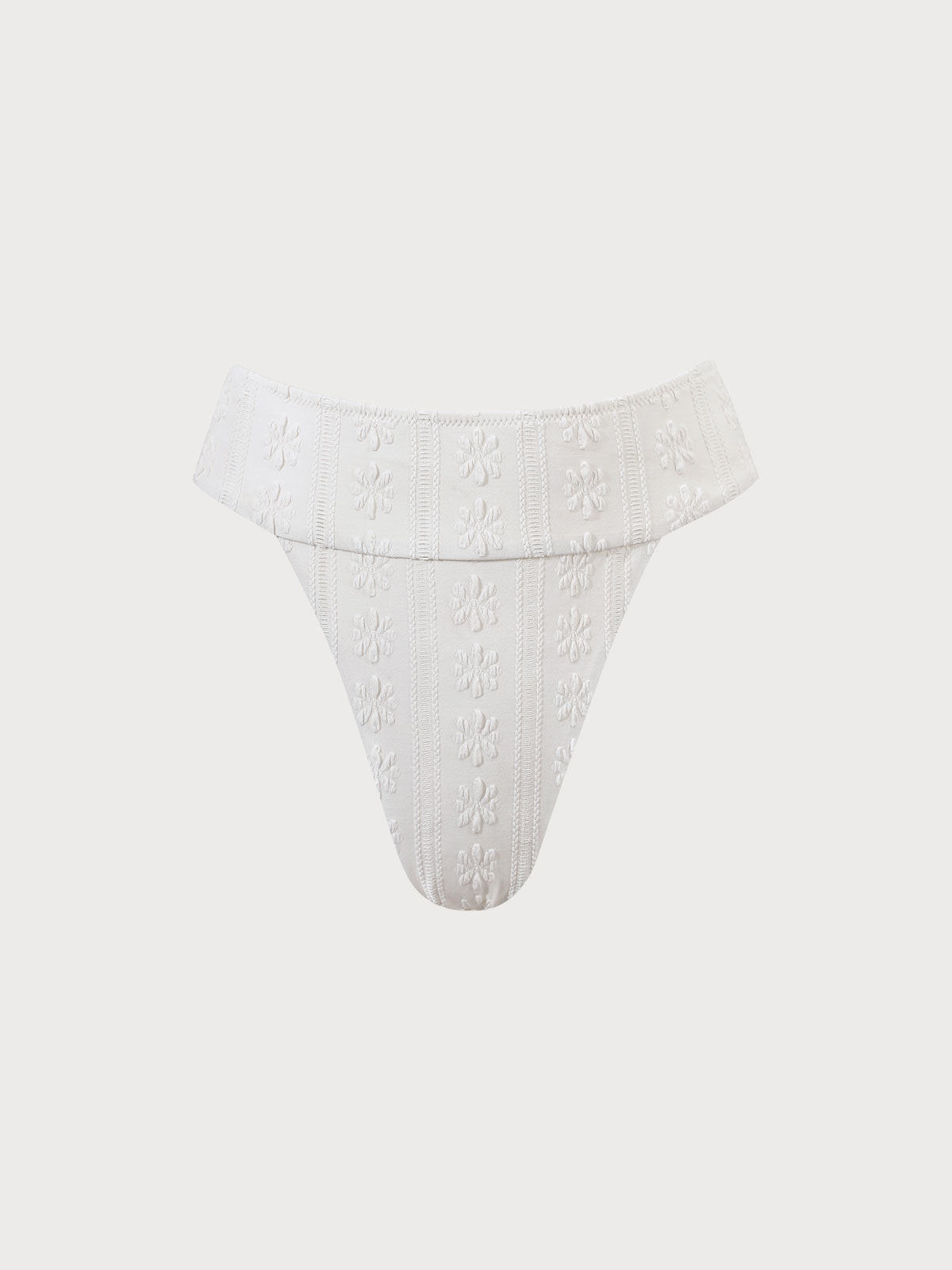 White Jacquard Wide Waistband Bikini Bottom & Reviews - White