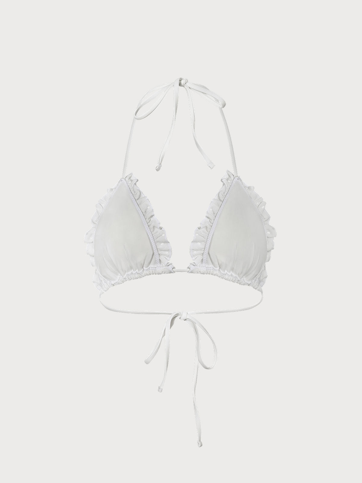 White Ruffle Halter Triangle Bikini Top & Reviews - White - Sustainable  Bikinis