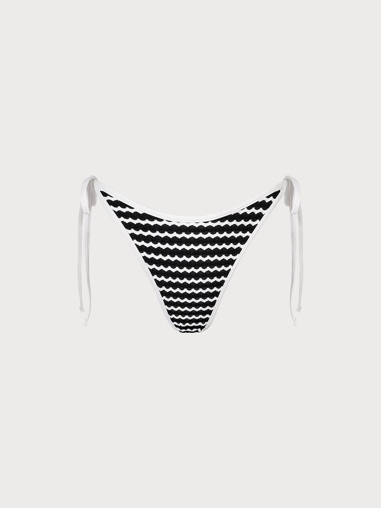 Women Knitted Nylon Bikini Bottoms Black Sustainable Bikinis - BERLOOK