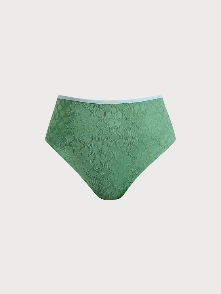 Women Knitted Nylon Bikini Bottoms Dark Green Sustainable Plus Size Bikinis - BERLOOK