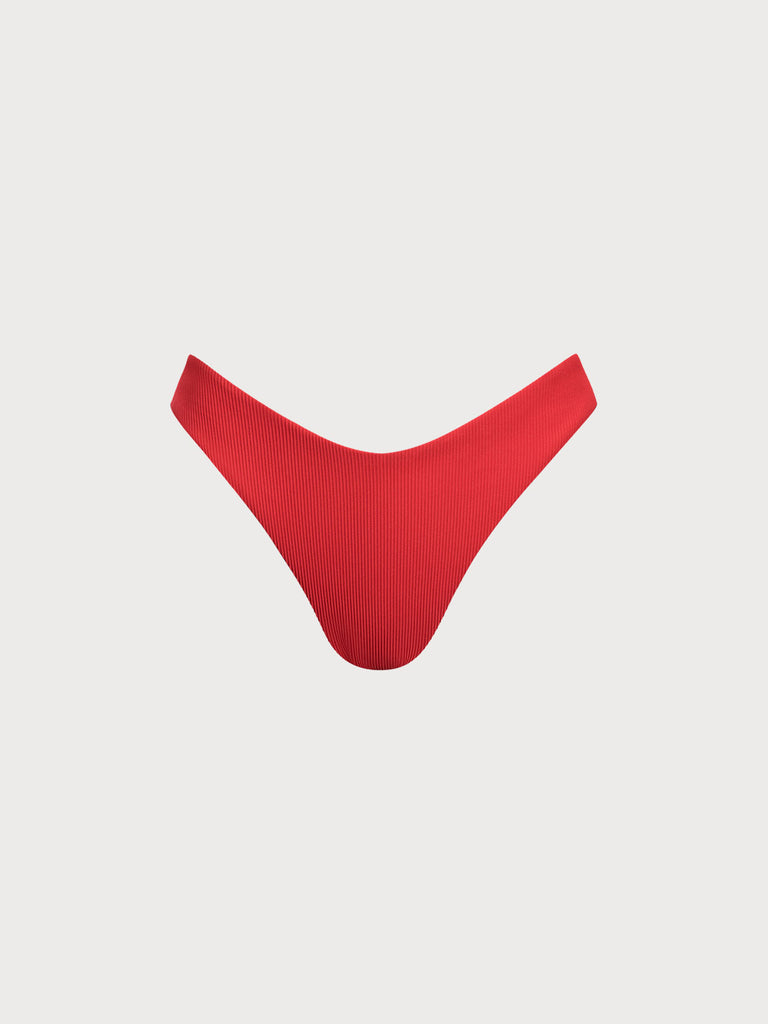 Women Knitted Nylon Bikini bottoms Red Sustainable Bikinis - BERLOOK