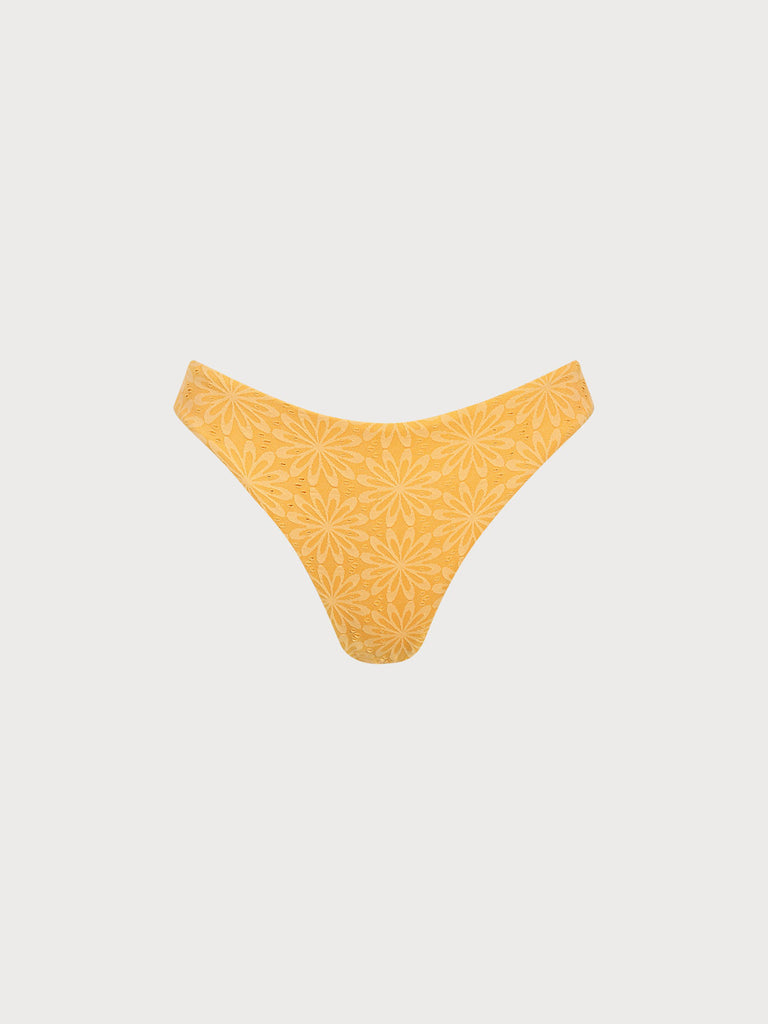 Women Knitted Nylon Bikini bottoms Yellow Sustainable Bikinis - BERLOOK