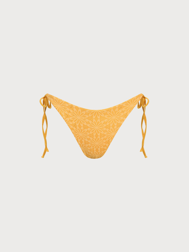 Women Knitted Nylon Bikini bottoms Yellow Sustainable Bikinis - BERLOOK