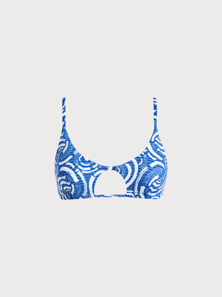 Women Knitted Nylon Bikini Tops Blue Sustainable Bikinis - BERLOOK