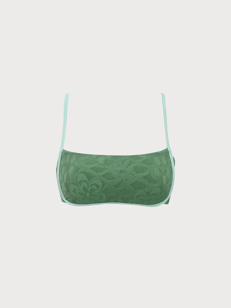 Women Knitted Nylon Bikini Tops Dark Green Sustainable Bikinis - BERLOOK