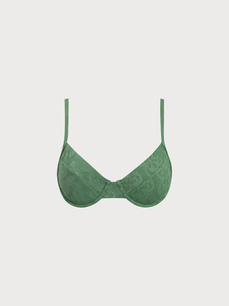 Women Knitted Nylon Bikini Tops Dark Green Sustainable Bikinis - BERLOOK