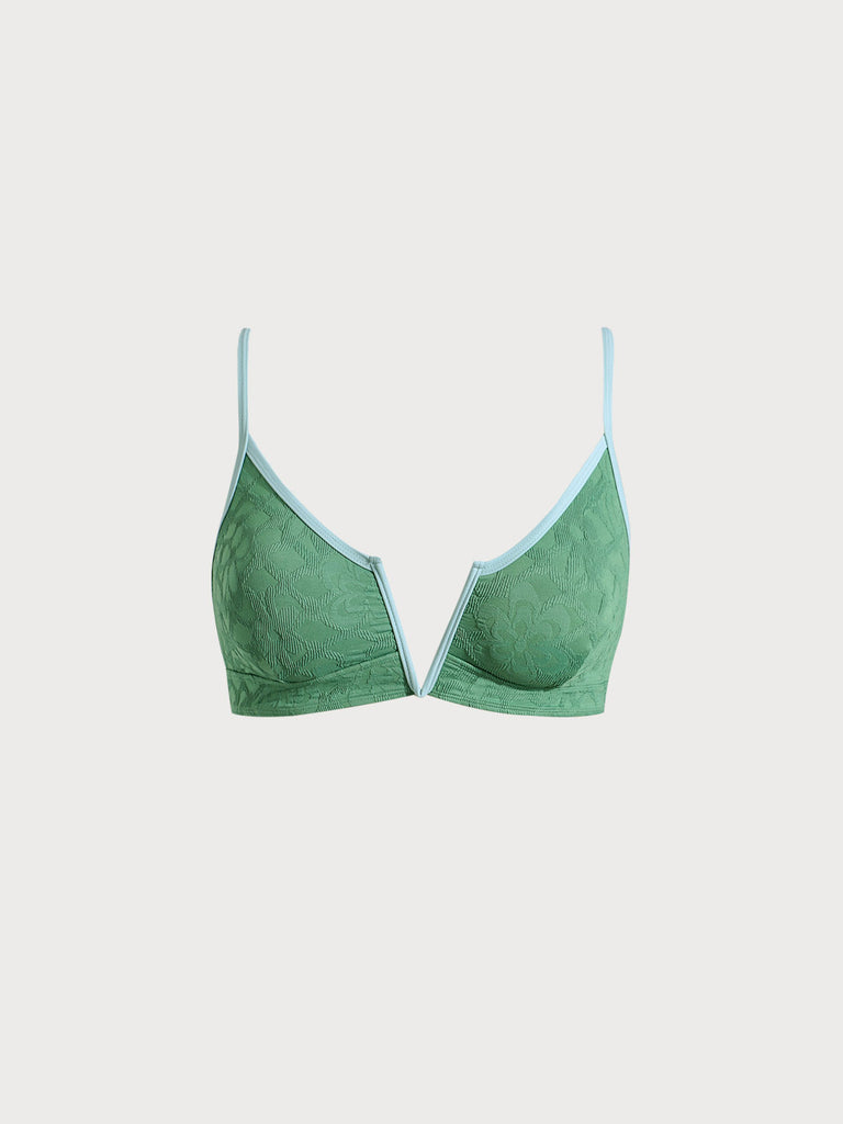 Women Knitted Nylon Bikini Tops Dark Green Sustainable Plus Size Bikinis - BERLOOK