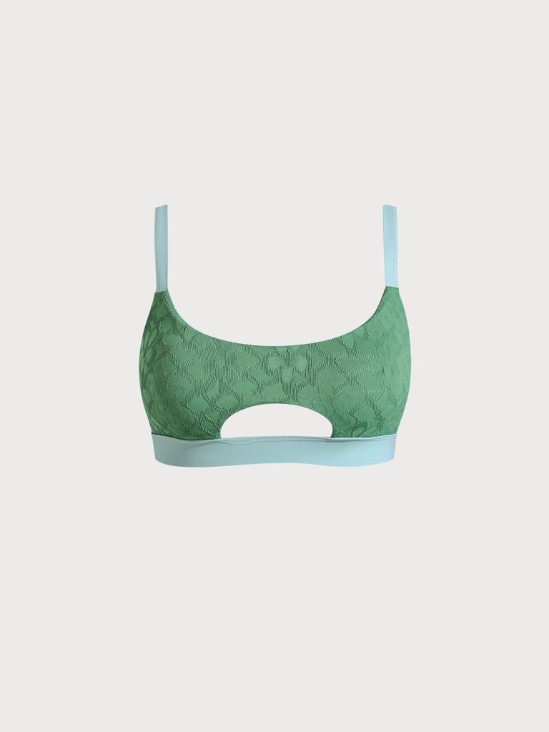 Women Knitted Nylon Bikini Tops Dark Green Sustainable Plus Size Bikinis - BERLOOK