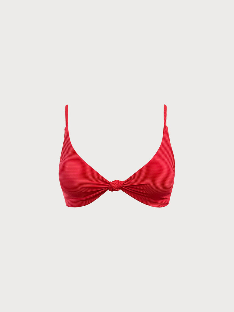 Women Knitted Nylon Bikini Tops Red Sustainable Bikinis - BERLOOK